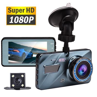 Caméra de tableau de bord rechargeable 1080FHD avec caméra DVR de voiture à double objectif avec détection de mouvement G-Sensor