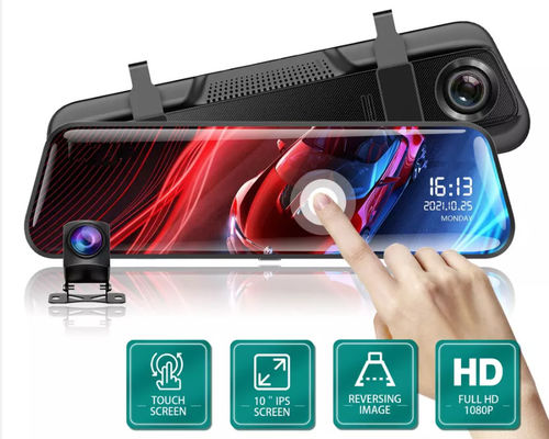 10 pouces Bluetooth Android Carplay Dashboard Mirror Stream Dual Drive Recorder IPS