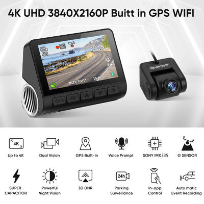 Enregistreur Camara Dashcam Video Recording de la boîte noire DVR de caméra de véhicule de voiture de Wifi GPS 4K