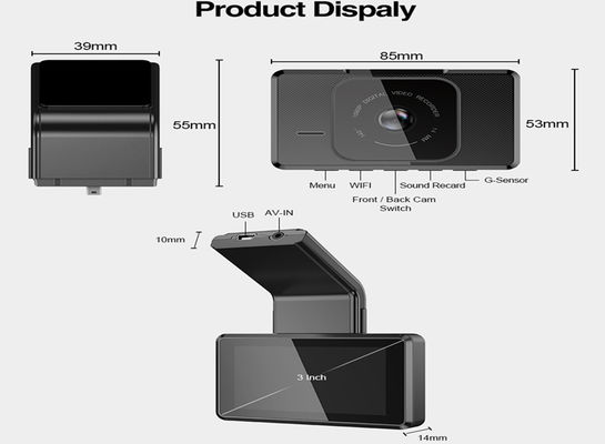 Caméscope de voiture USB RVB 3 pouces FHD 1080P IPS Écran Auto DVR Dashcam