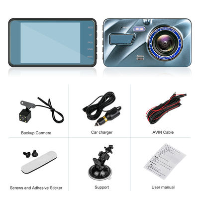 Caméra de tableau de bord rechargeable 1080FHD avec caméra DVR de voiture à double objectif avec détection de mouvement G-Sensor
