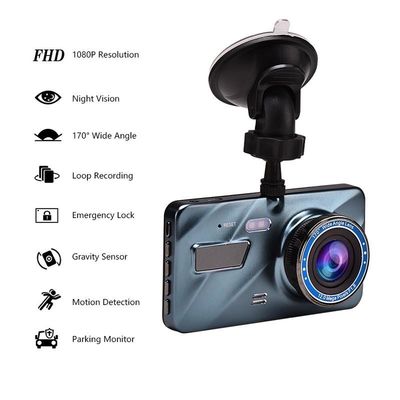 Caméra de tableau de bord de voiture Dashcam activée par mouvement 4 pouces WDR avec double objectif GPS
