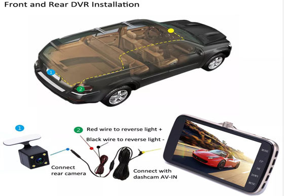 Voiture grand angle DVR Dash Cam 1080P 4 pouces écran tactile IPS à 170 degrés