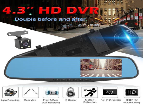 OEM double caméras 2 canaux Blackbox DVR Dash Cam rétroviseur Full HD1080p