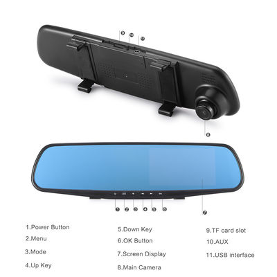 OEM double caméras 2 canaux Blackbox DVR Dash Cam rétroviseur Full HD1080p