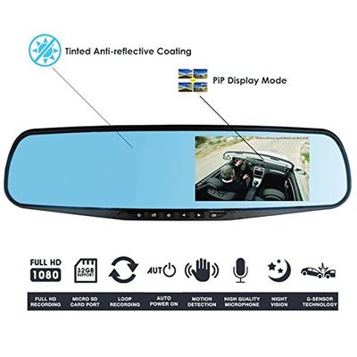 Auto Dash Cam Recorder 4.3&quot; LCD FHD 1080p Capteur DVR GC1054 avant et arrière