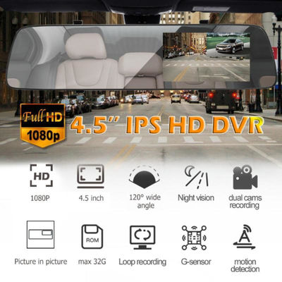 FHD 1080P Mini Parking Surveillance Rétroviseur Enregistreur De Voiture Double Lentille Caméra 5V