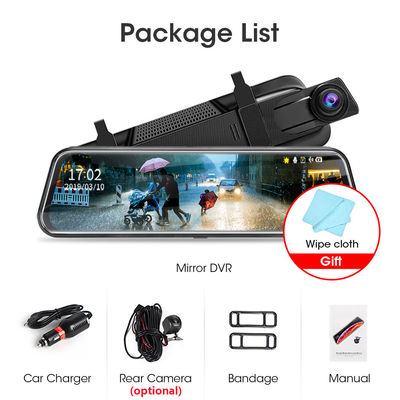 Moniteur de miroir de caméra DVR de voiture étanche IP57 1080P HD