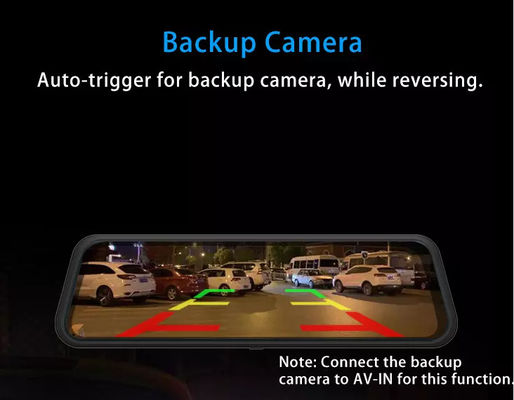 9,66 pouces Motion Activated Dashcam Full 2.5D Touch Screen Front Back Recording
