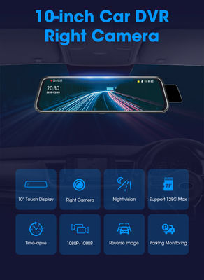 10 pouces Bluetooth Android Carplay Dashboard Mirror Stream Dual Drive Recorder IPS