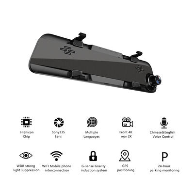 4K avant arrière Dashcam rétroviseur voiture enregistreur 3840x2160P 25fps