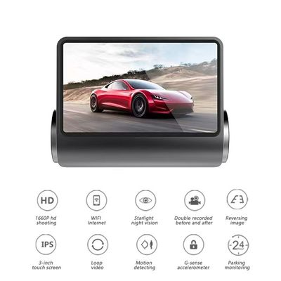 ADAS 2KFHD enregistreur de système Dvr de voiture à double lentille avant arrière inversant la Vision nocturne de conduite