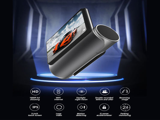 Voiture ADAS écran tactile Dash Cam WIFI GPS double objectif intégré enregistreur DVR