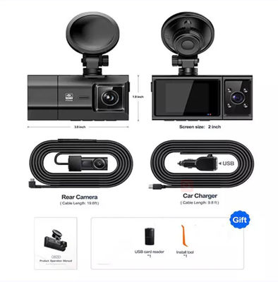 4K avant arrière double Dashcam Wifi Gps Full Hd Full Hd voiture DVR caché 1440P 3 canaux