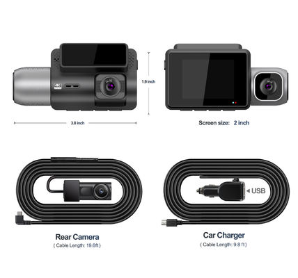 4K IPS Display Sony Vision Board Dash Cam avec cabine caméra 3 canaux