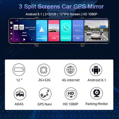 Caméra de tableau de bord de vue arrière WDR avec indicateur de vitesse Android 8.1 2G RAM 32G ROM Navigation GPS