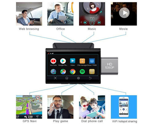 3&quot; Android 8.1 4G Dvr caméra frontale Kamera Caméscope de voiture HD1080P Navigation GPS