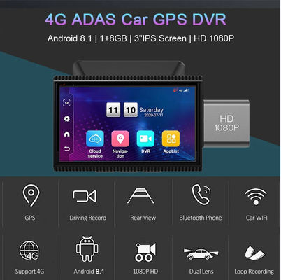 Android IPS 4G Car DVR construit dans l'enregistreur vidéo de surveillance à distance du navigateur GPS WIFI