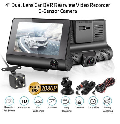 Grand Angle 4 pouces numérique voiture DVR trois lentilles Dash Cam boîte noire enregistreur vidéo capteur G