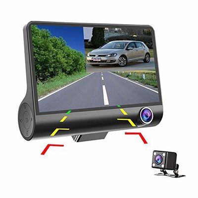 Grand Angle 4 pouces numérique voiture DVR trois lentilles Dash Cam boîte noire enregistreur vidéo capteur G