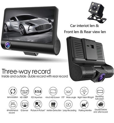Caméscope FHD 1080p DVR de voiture d'appareil-photo d'écran d'IPS de 4 pouces avec 3 caméras de sécurité
