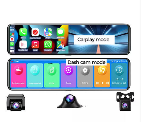 AHD1080P Android sans fil Carplay rétroviseur DVR WIFI GPS 3 caméras
