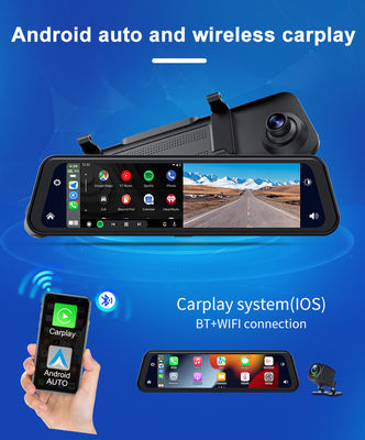 Android Auto Dash Cam Carplay avec caméra de recul avant 2K + arrière 1080P
