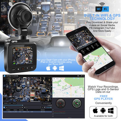 Caméra de voiture de dvr du moniteur 170°FOV de stationnement de la came 4K UHD Sony Night Vision Dash Cam Dual Camera GPS Wi-Fi Dashcam 24H du tiret V53